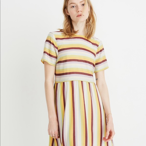 NWOT Madewell Striped Scoop-Back Dress 2 - Picture 4 of 9